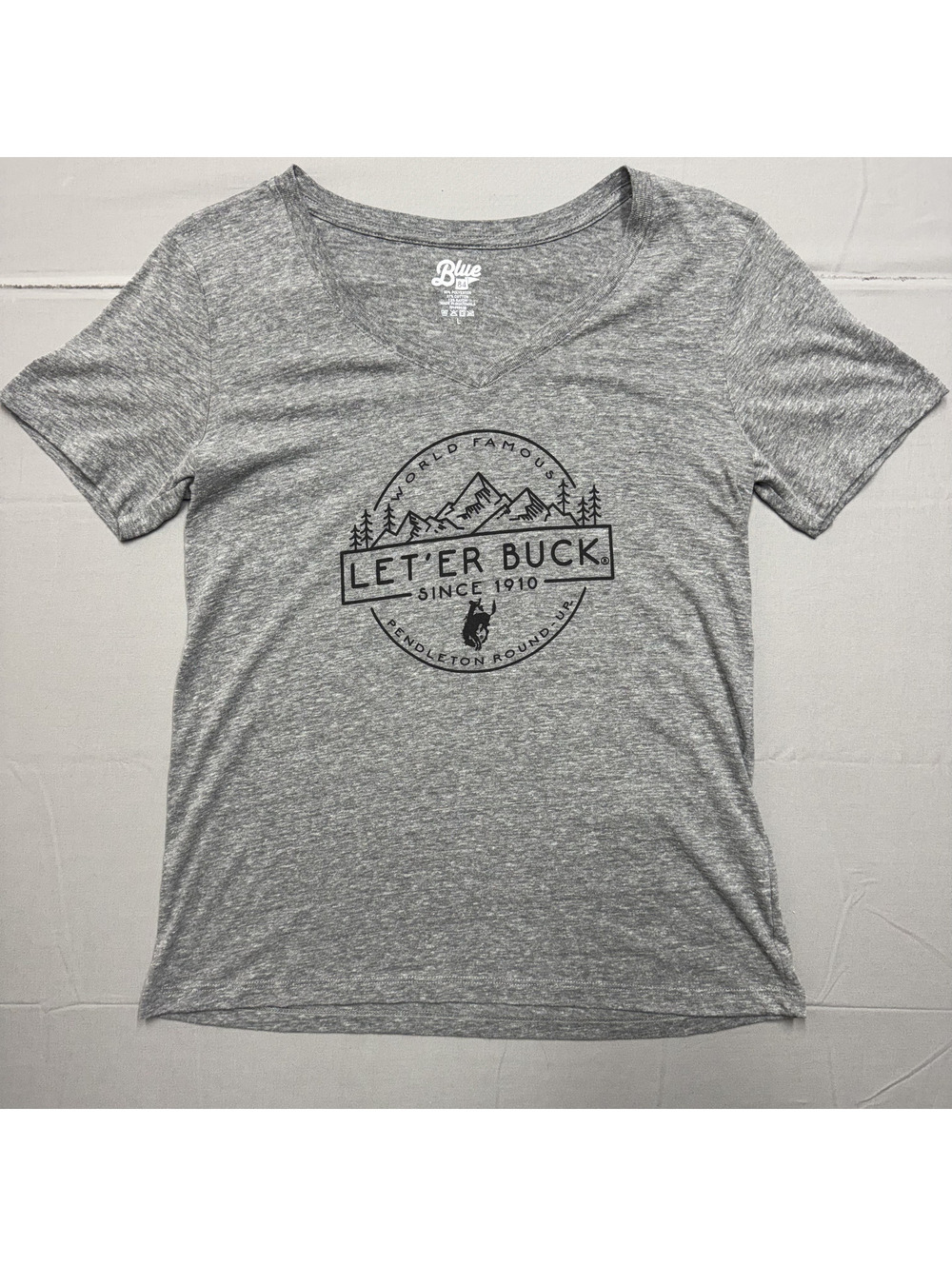 Blue 84 Women's Pendleton Round Up Tri Blend Graphic Tee Adult L Gray Western